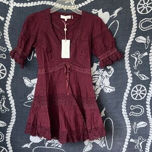 Lovers + Friends Deep Red Lace Dress